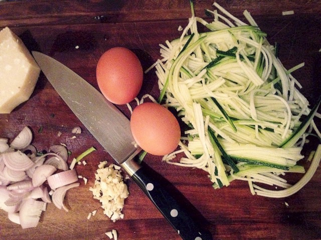 makings of courgette carbonara.jpeg